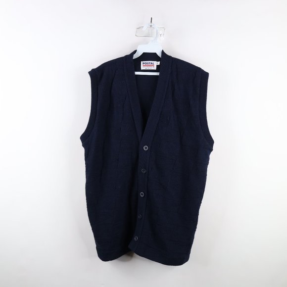 Vtg 90s Mens XL All Over Print United States Postal Service USPS Sweater Vest US